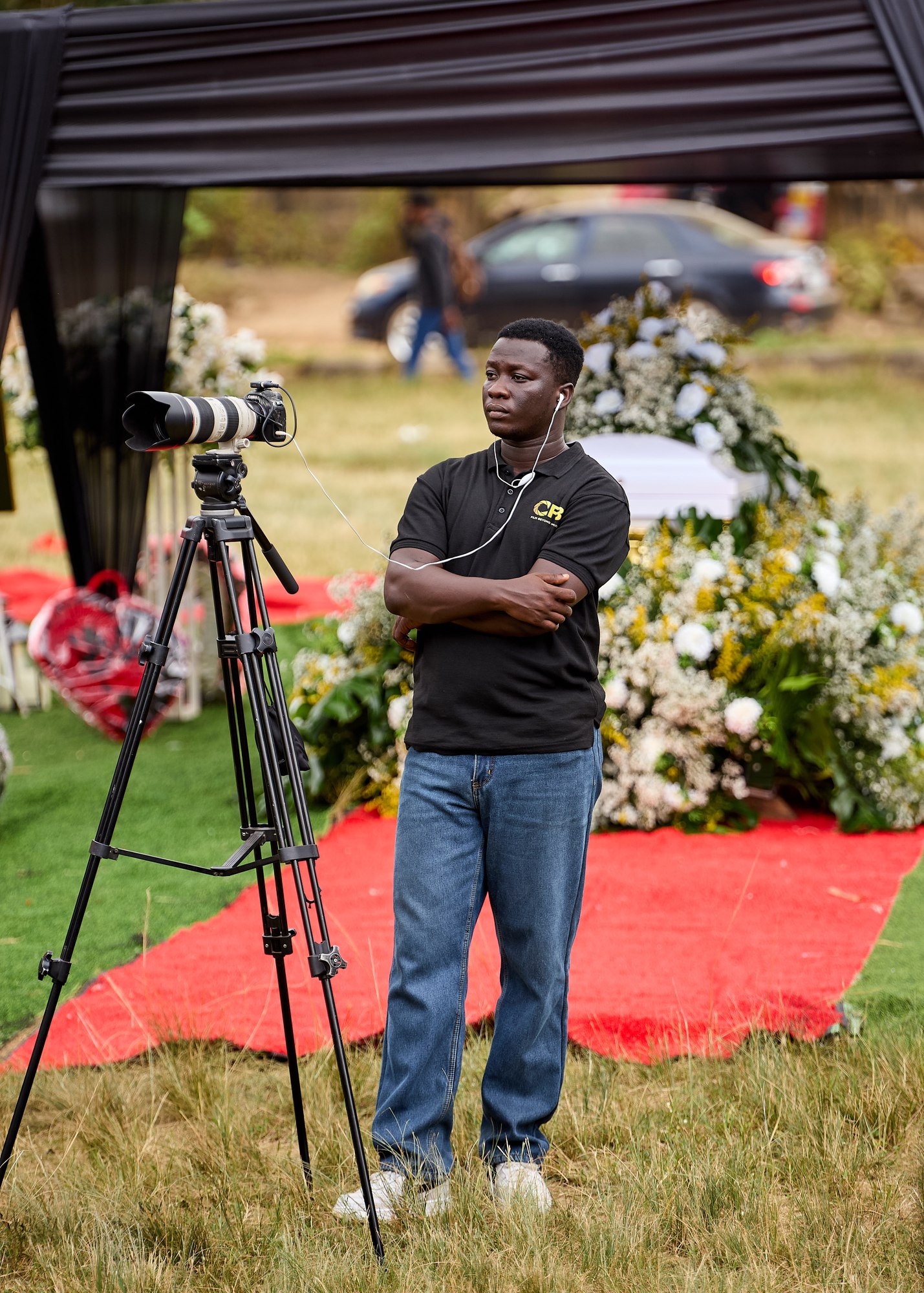 Camera operator ready for an outdoor production