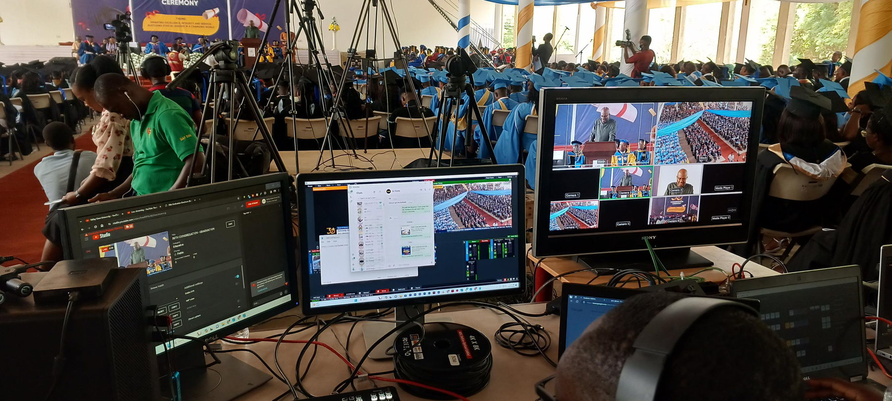 Wide view of a live event broadcast setup
